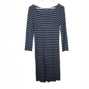 BCBGMAXAZRIA black w white stripes knit long sleeve midi dress size 6? B96